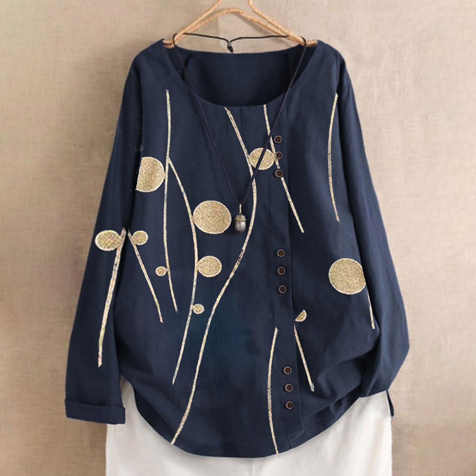 

(SU)Женская повседневная свободная футболка с длинным рукавом и цветочным принтом, верхняя блузка