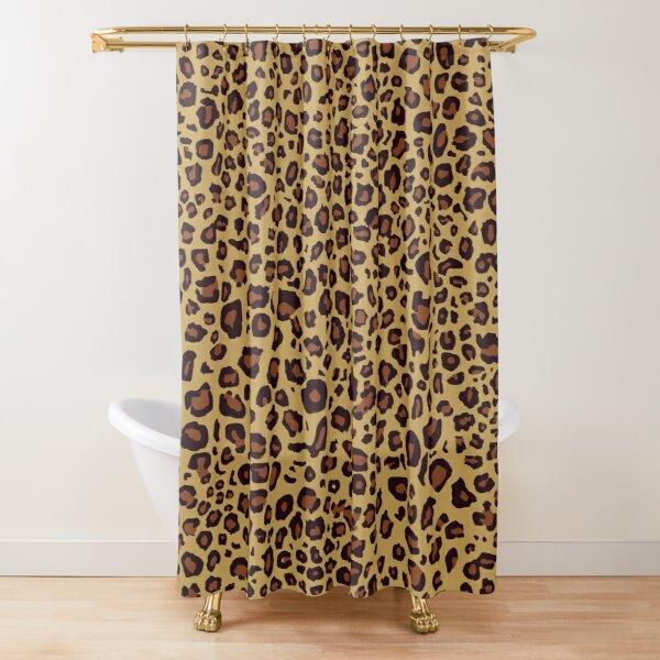 Leopard Print Shower Curtain Brown Bathroom Curtain Wild Safari Animal Powerful Bathroom Set For Men Panthera Bathroom Decor Set