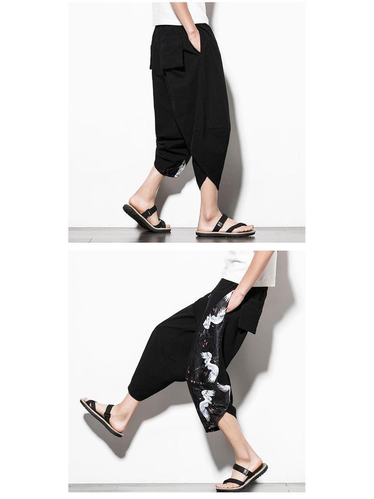 2024 Sommer Herren Baumwolle Leinen Haremshose, Chinesischer Stil, Übergröße, Lässige Mode