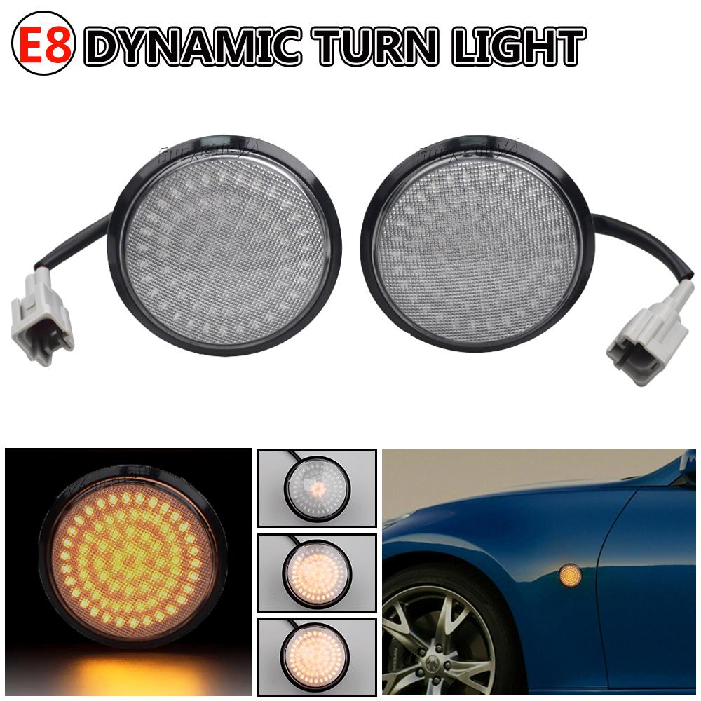 

2X Led Dynamic Side Marker Light For Nissan 370Z Nismo Coupe Roadster Z34 2009-202 Turn Signal Sequential Blinker Indicator Lamp Crystal O Type