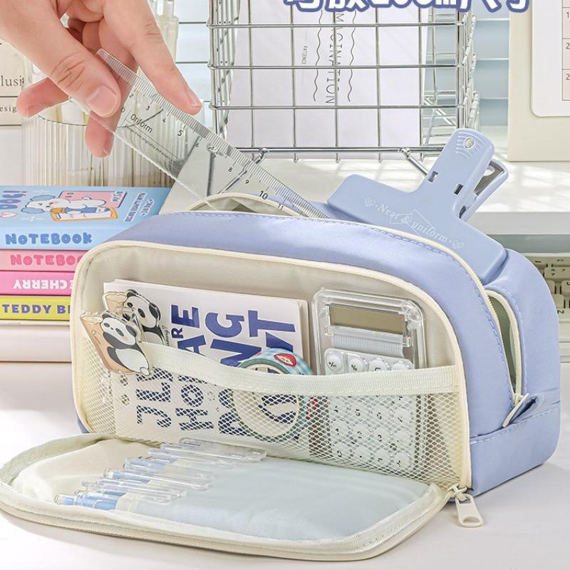 Simple Large-capacity Pencil Case, High-value Double-layer Stationery Case, Girls' Male Korean Pencil Case, Stationery Bag.