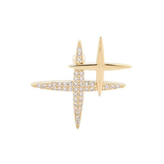 Брошь Звезда Двойная Звезда Значок на Лацкан Сверкающая Брошь-Звезда Модный Аксессуар золотистый