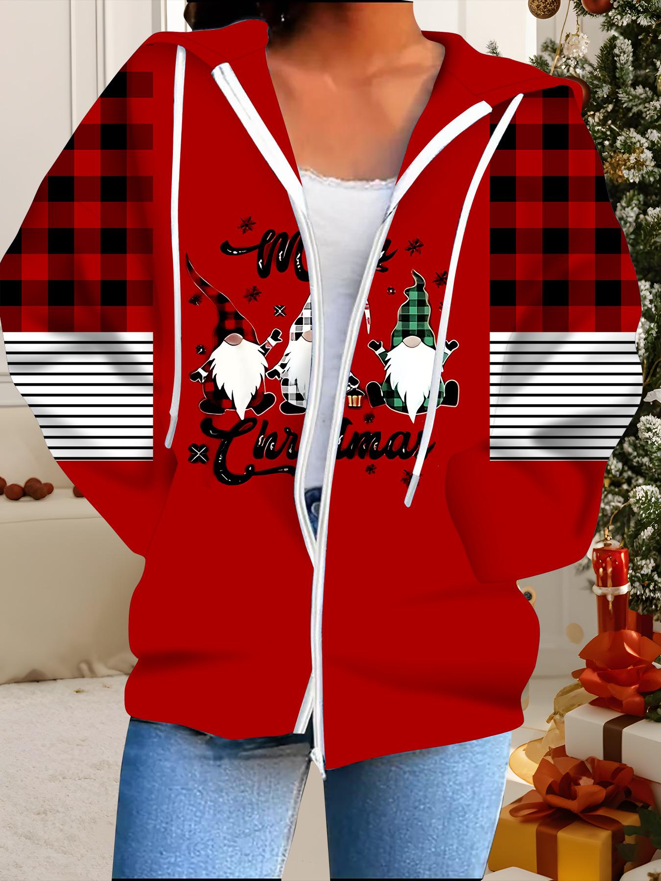 

Рождественский кардиган с капюшоном, 3D-печать, большого размера, осенне-зимний, в стиле ретро 1XL красный