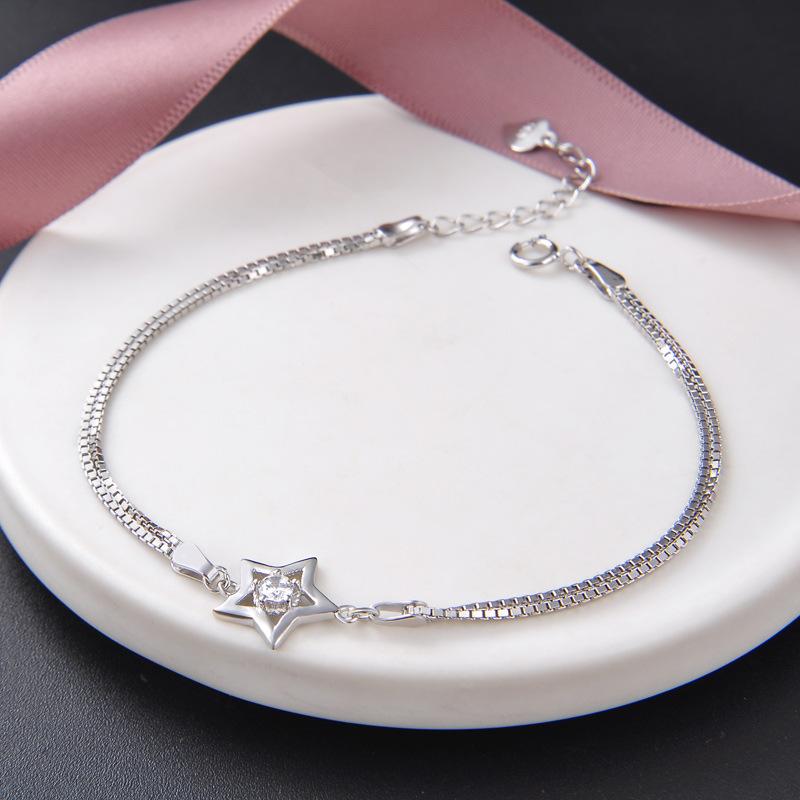 Lindon Dámské šperky Zirkon 925 Sterling Silver Geometrické korálky Řetízkový náramek Módní jemný svatební dárek pro přítelkyni