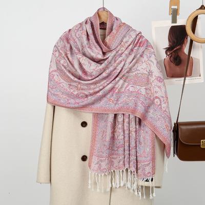Fashion Cashew Jacquard Tassel Polyester Long Towel Versatile Ladies Outer Warm Travel Shawl Scarf