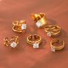 Versatile Zircon Irregular Stainless Steel Ring for Women - European & American Style