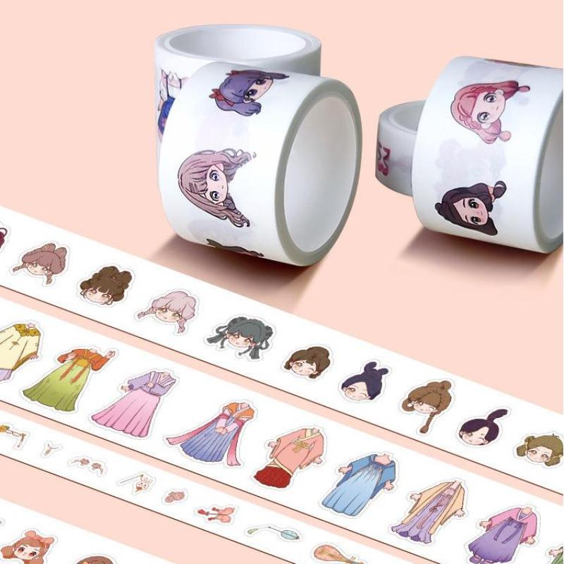 Cute Princess Dress Up Waterproof Sticker Girl Cartoon Washi Tape Set Cute Children'S Handbook Character Decoration Sticker