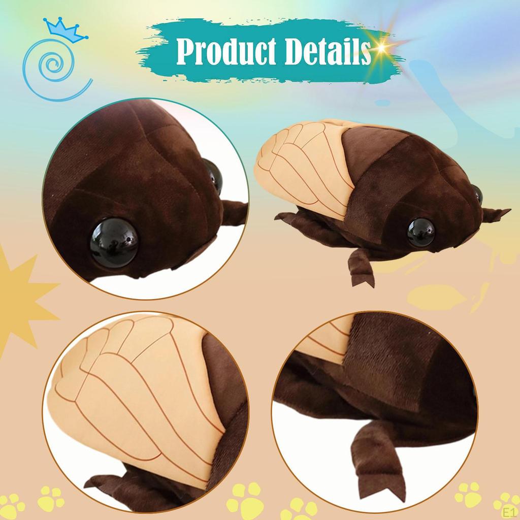 Décoration Cigale 48cm Coussin Animal en Peluche Poupée de Dessin Animé pour Enfants Garçons et Filles Adultes