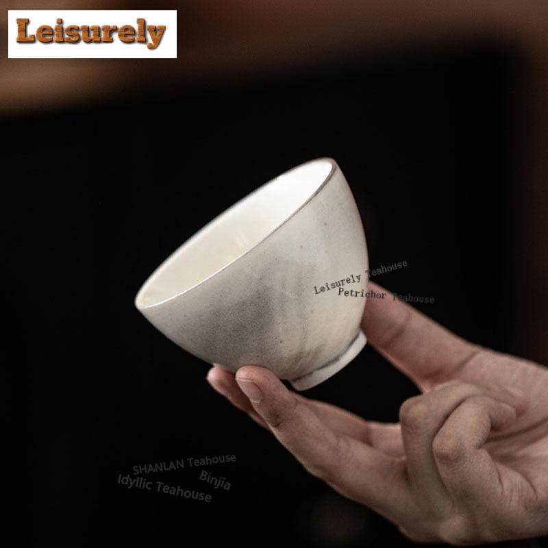 130ML Ink Painting Zhiye Teacup Aesthetic Tea Bowl Tea Cup Set Tea-tasting Fragrance Cup Jianzhan Master Cups Household Cafes