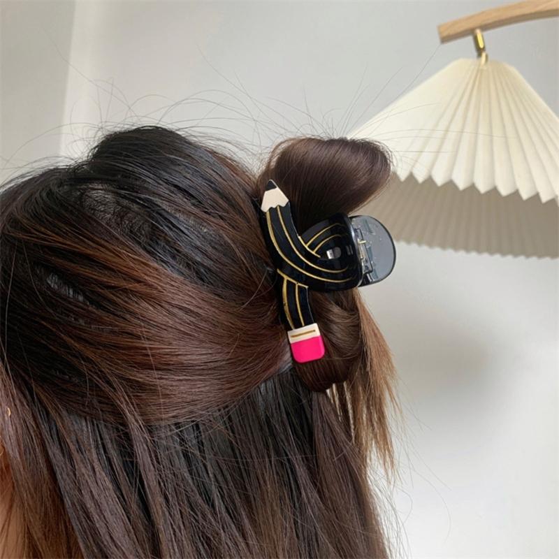 Elegant Pencil Hair Claw for Women Girl Creative Shape Claw Clip Hair Grip Ponytail Holder Back To School Hair Decors