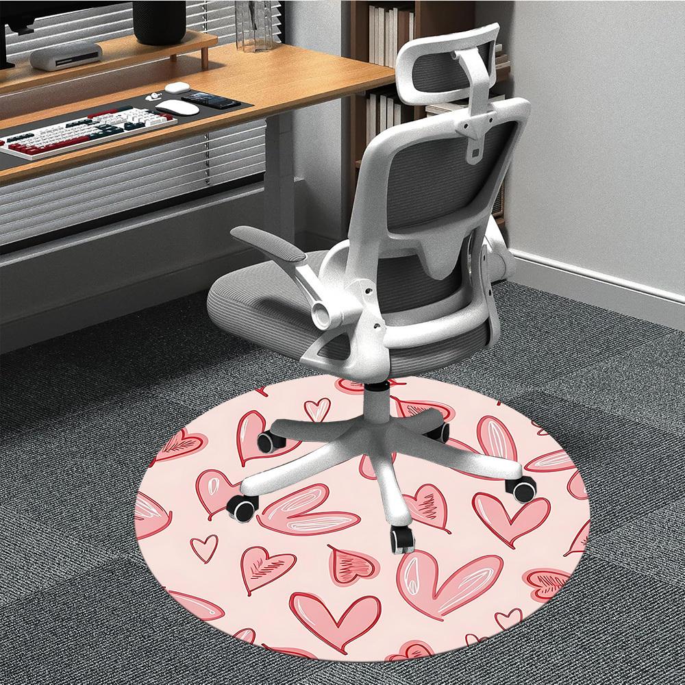 1pc Love Hearts Office Round Area Rug, Indoor Mat Suitable For Office, Under Office Chairs Bedroom Living Room Home Decor, Room Deco202
