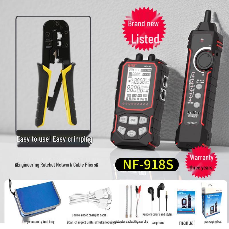 NF-918S Network Tester: Anti-Interference Ethernet Cable, PoE Line Tracker & Red Light Charging Pen