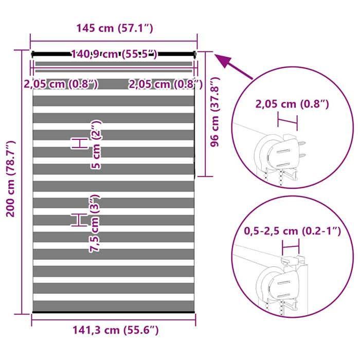 VidaXL Store Zèbre Beige Marbré Largeur Du Tissu 140,9 Cm Polyester, Store À Enrouleur Zébré, Store Zébré Pour Fenêtre, 4014686