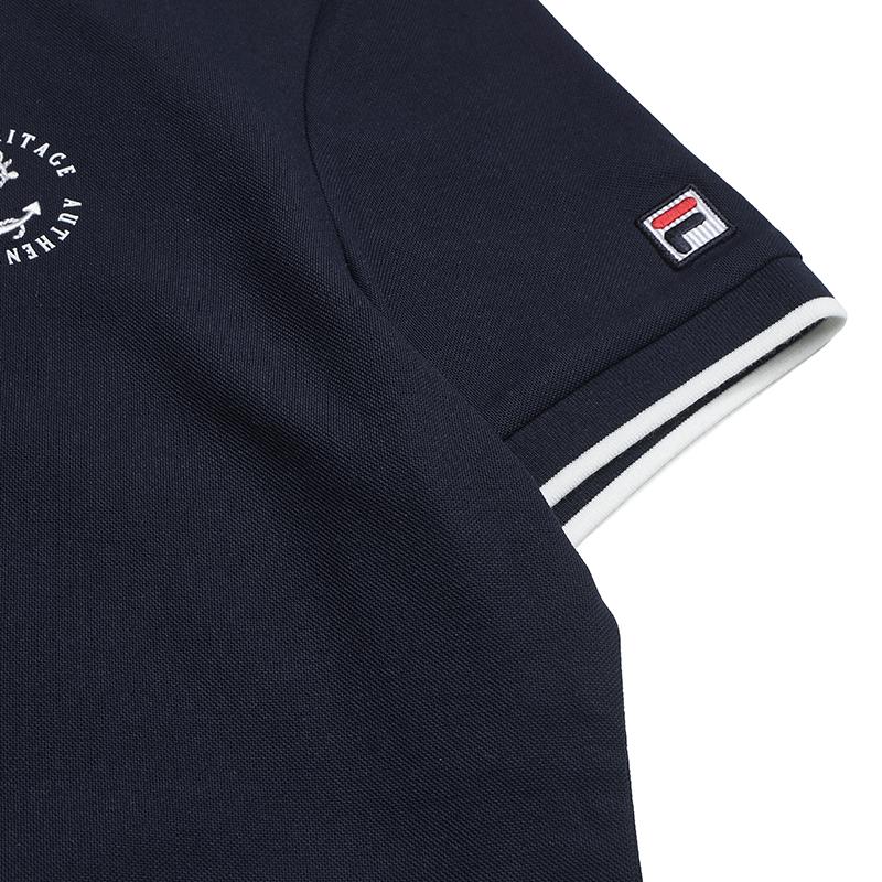 FILA Heritage Minimalist Fashion Classic Retro Sports Casual Versatile Comfortable Short Sleeve Polo Shirt Women tops Cigarette-Blue F11W628112FDB