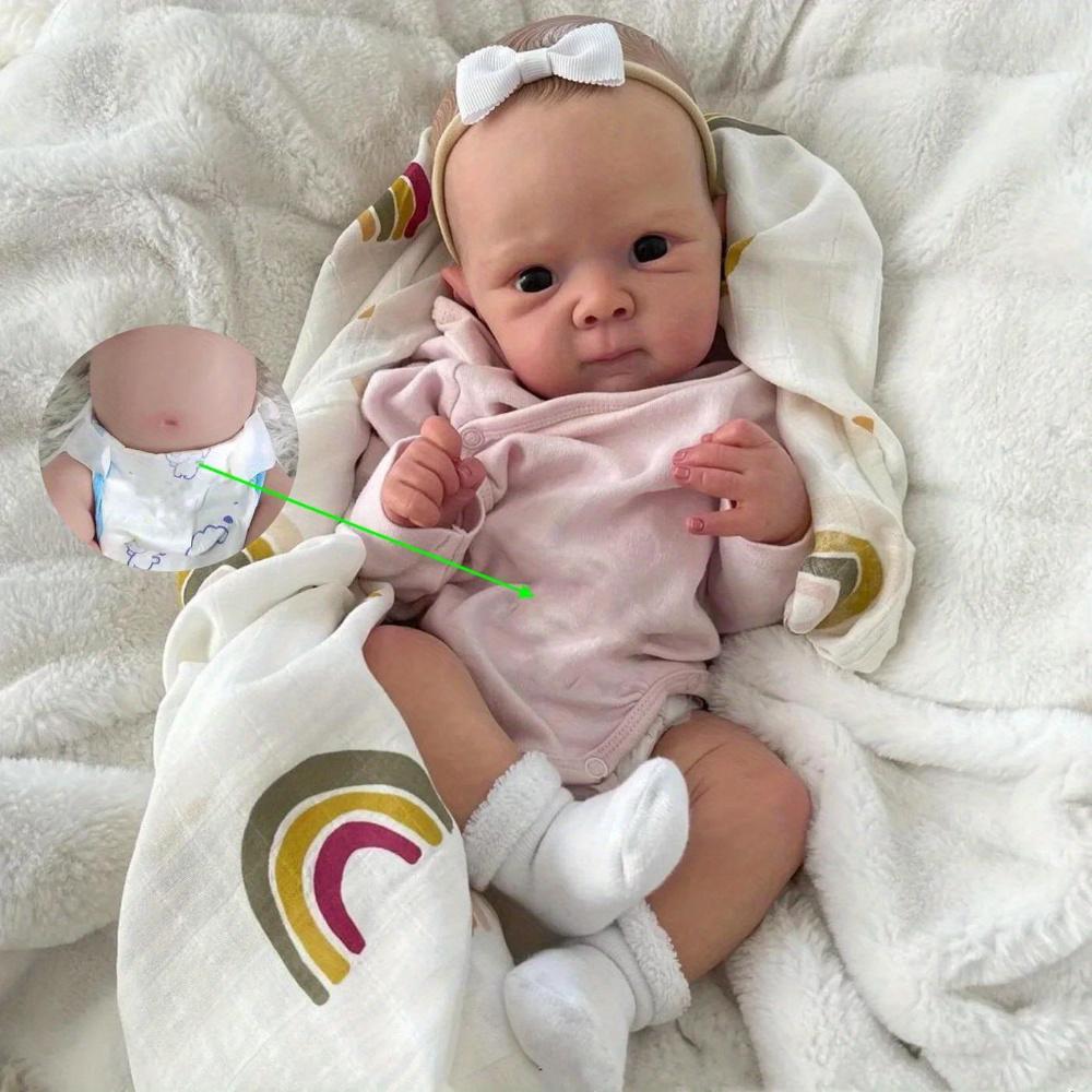 

BZDOLL 18inch 45cm Full Soft Vinyl Body Reborn Baby Asleep Doll Newborn Bath Toy with 3D-painted Skin and Visible Veins Bebe Girl Art Birthday Gift vinyl body doll