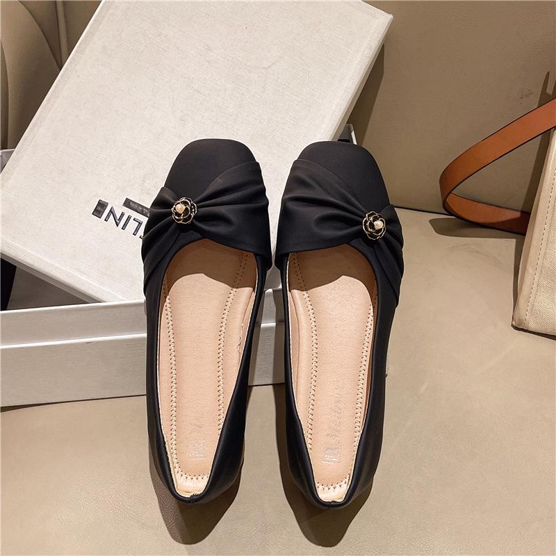 Mary Jane women's shoes soft leather with skirt single shoes women's thick heel soft sole gentle shoes