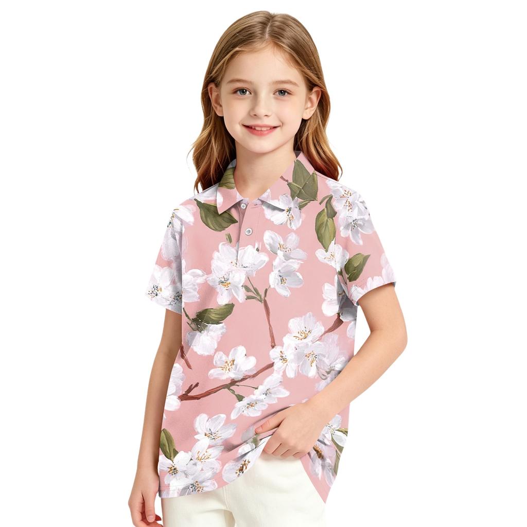 Girls' Polka Dot Print School Uniform T-Shirt for Casual and Formal Wear