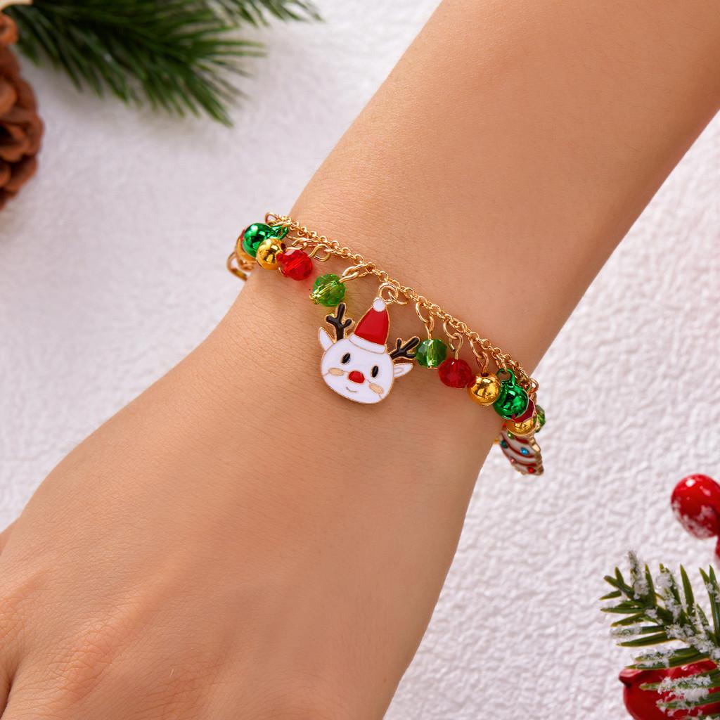

Рождественские аксессуары Коллекция ожерелий и браслетов с разноцветными колокольчиками, снеговиком и Сантой для сезонной носки StyleG