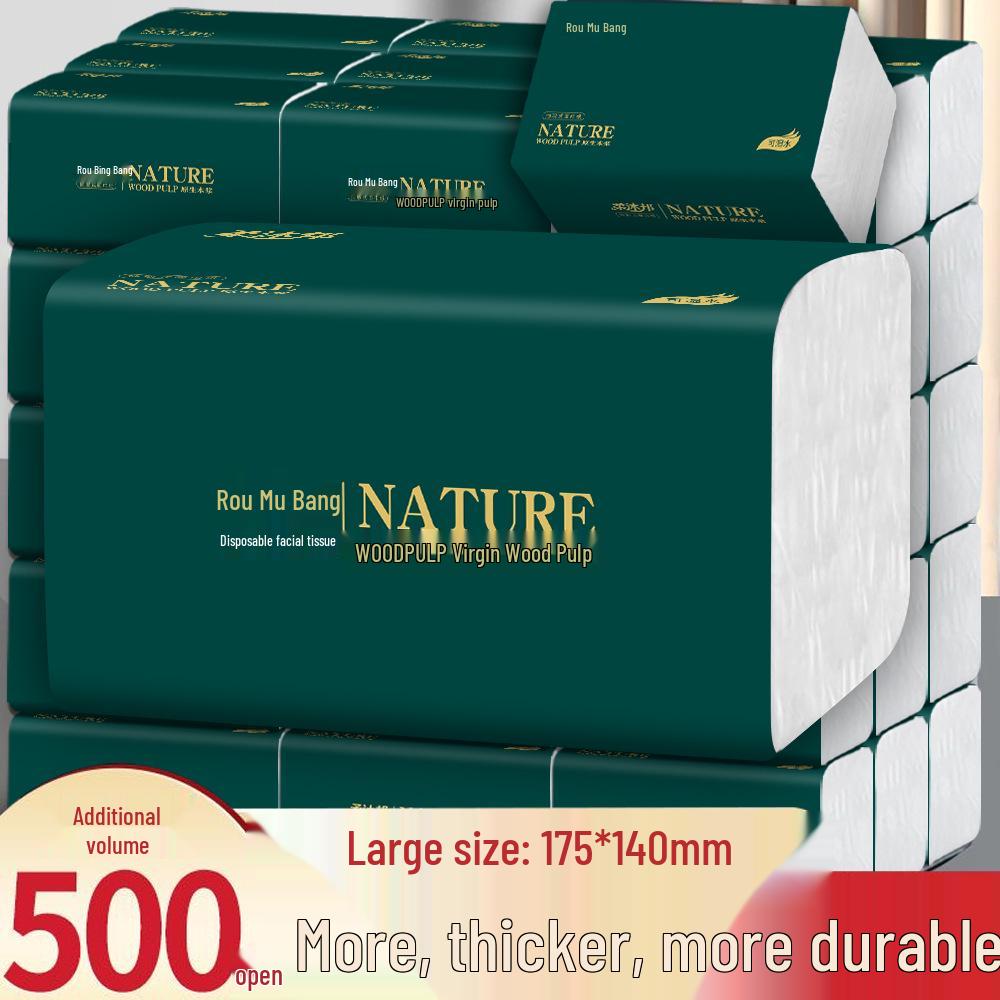 Large Pack Raw Wood Tissue, 500 Sheets, Napkin Paper, Toilet Paper [Real Board Brick Tissue]