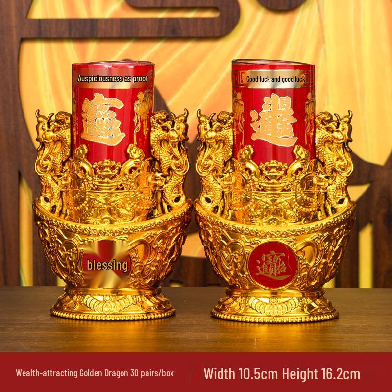 Smokeless Crystal Candle for Buddha Offerings, Housewarming, or New Year Celebrations - Windproof Red Butter Lamp