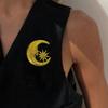 Stainless Steel Sun Moon Brooches for Women Exquisite Vintage Irregular Pleated Brooch Exaggerated Versatile Accessories Gift
