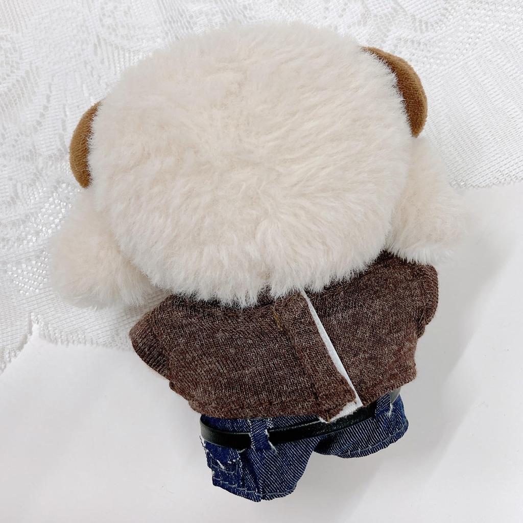 10cm Plush Toy Set (Brown) Graphic T-Shirt, Pants, and Belt Set, Perfect for Kigurumi, Otaku, and Otaku Fans, Dolls, Mascots, and Kpop Dolls [Used]