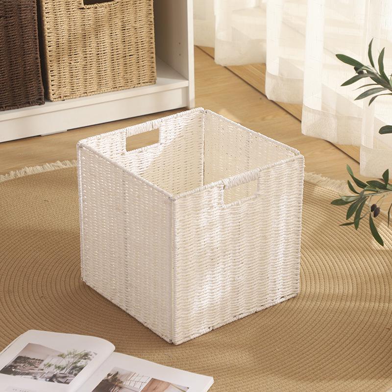 Foldable Large Capacity Imitation Wicker Rattan Storage Basket & Toy Organizer