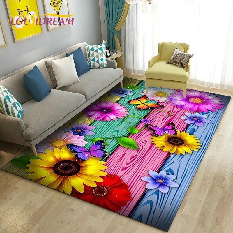 Dandelion Fresh Flower Plant Leaf Area Rug,Carpet Rug for Living Room Bedroom Sofa Doormat Decoration,Kitchen Non-slip Floor Mat