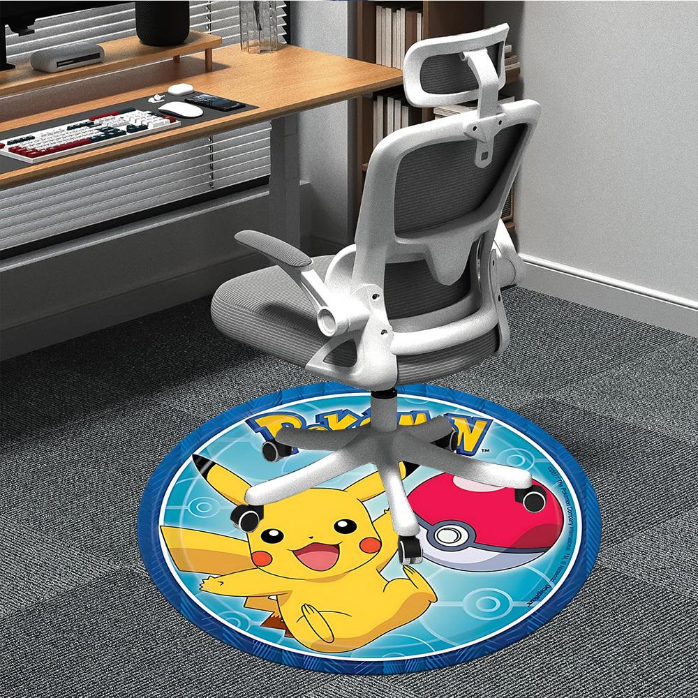 

1pc Pokemon Pikachu Office Round Area Rug, Indoor Mat Suitable For Office, Under Office Chairs Bedroom Living Room Home Decor, Room Deco 80cm