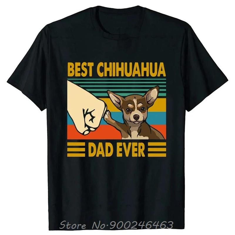 Funny Best Chihuahua Dad Ever Retro Vintage Sunset T Shirt Graphic Cotton Streetwear Unisex Clothing Birthday Gifts Summer Tshirt S