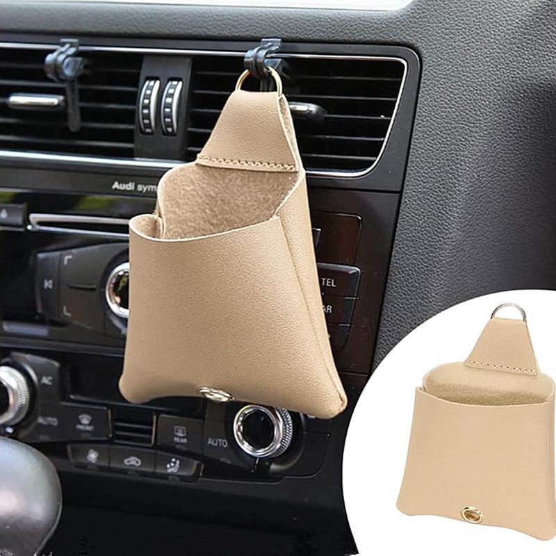 Car Air Vent Storage Bag Phone Storage Organizer PU Leather Auto Mobile Phone Holder Pouch Car Interior Phone Holder Hangable