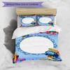 3pcs Duvet Cover Set (1*Duvet Cover + 2*Pillowcase, Without Core), Blue Smurfs Print Bedding Set, Bedroom Decor, All‑Season, Birthday Gift