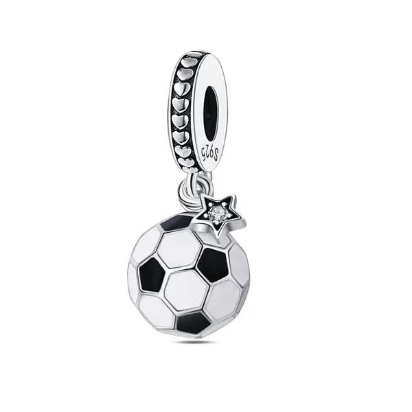 925 Silver Clasp Charms Sports Baseball Football Bead DIY Jewelry Necklace Bracelet Bangle Women Gift
