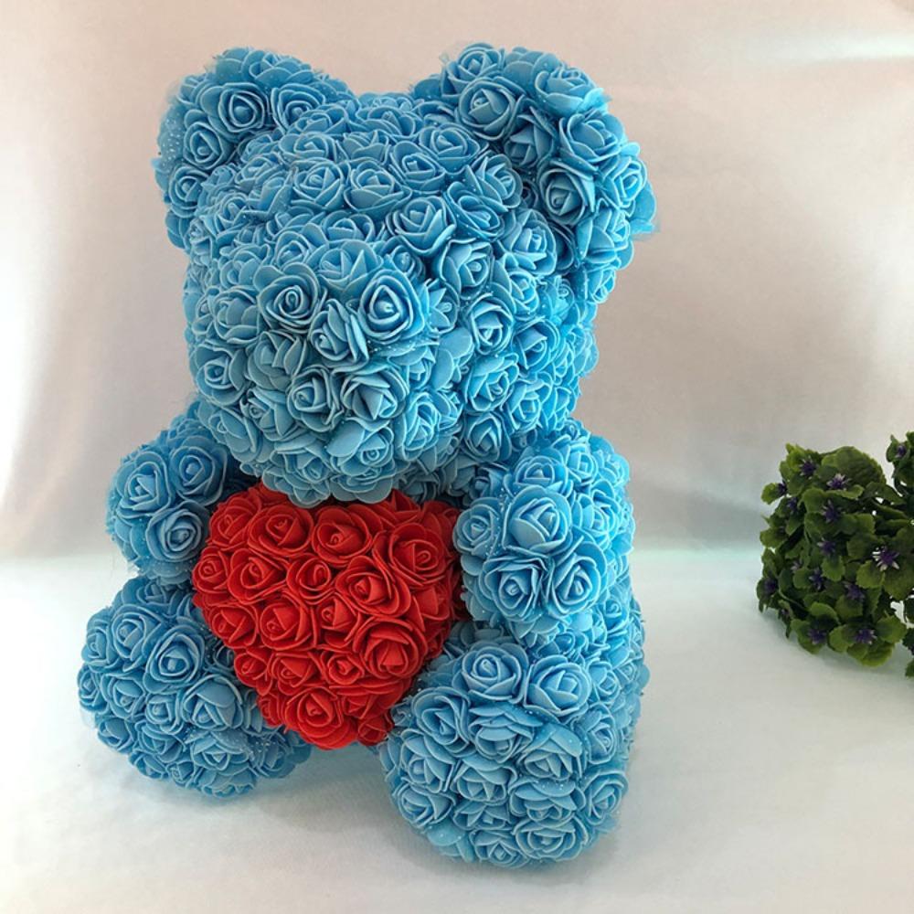 Qixi Festival Valentine's Day Wedding Rose Bear Simulation Floral Fragrance Creative Eternal Flower Hug Bear Gift