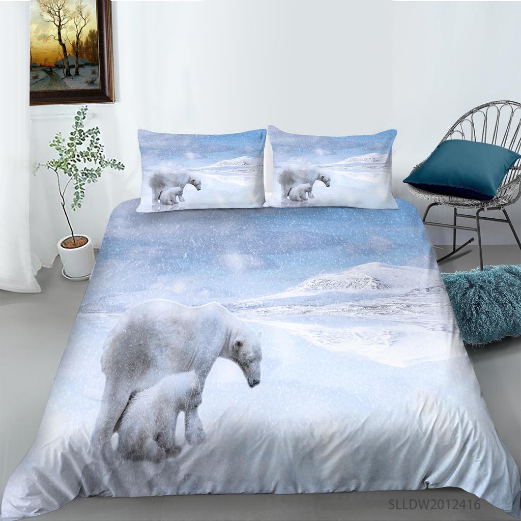 Home Bedding Set Queen King Full Size Double Bed Animal Print Black Background Quilt Cover and Pillowcase Soft Quilt Cover