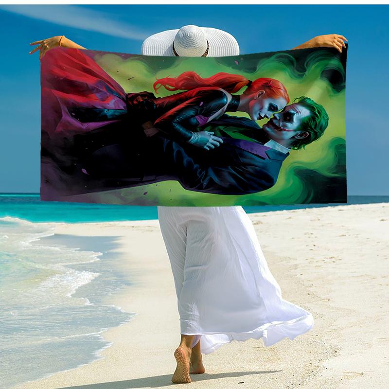Ultra-Soft Beach Towel with Joker Theme,Ideal for Pool - Camping, Diving - Perfect Travel Essential, Vibrant Beach Towel.