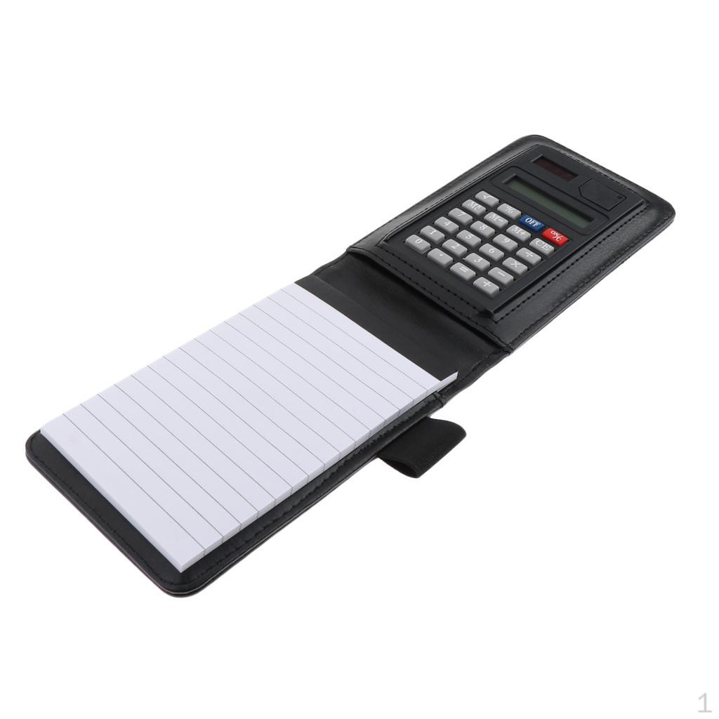 Läder anteckningsbok anteckningsblock konferensmapp med kalkylator