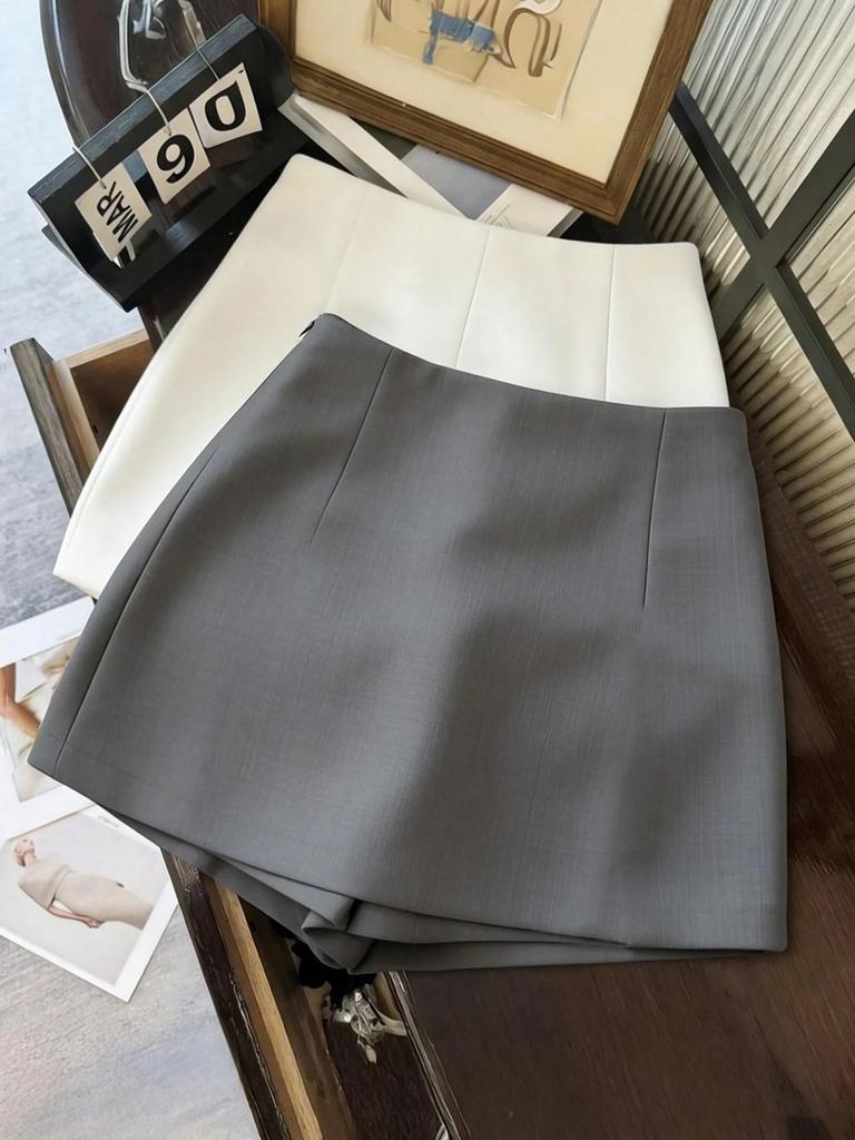 Korean Style High-Waisted A-Line Slimming Skirt with Anti-Exposure for Women
