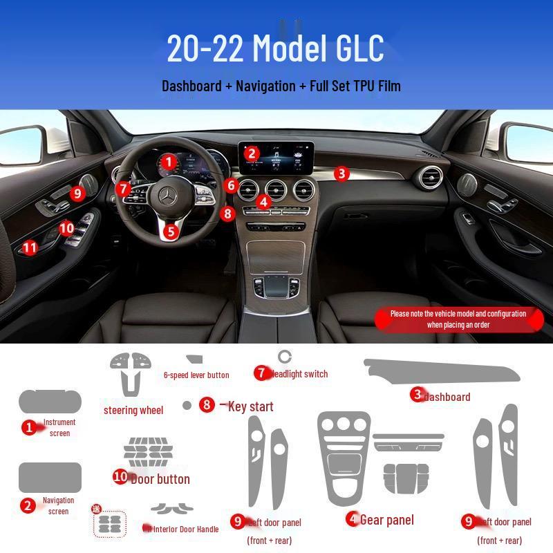TPU Soft Film Screen Protector for 2025 Mercedes-Benz GLC300 - Center Console & Navigation