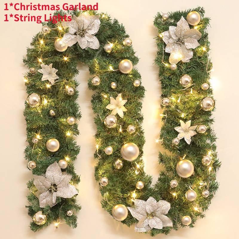 2.7 Meters Luxurious Christmas Garland With Colorful Flowers And Led Lights Perfect For Festive Decorations