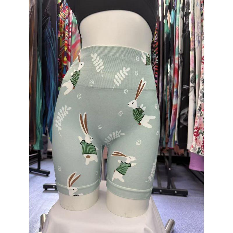 

New Colorful Cute Cartoon Print Yoga Shorts Fitness Outdoor Sports Women Fashion Tie-dye Training Dopamine Little rabbit L