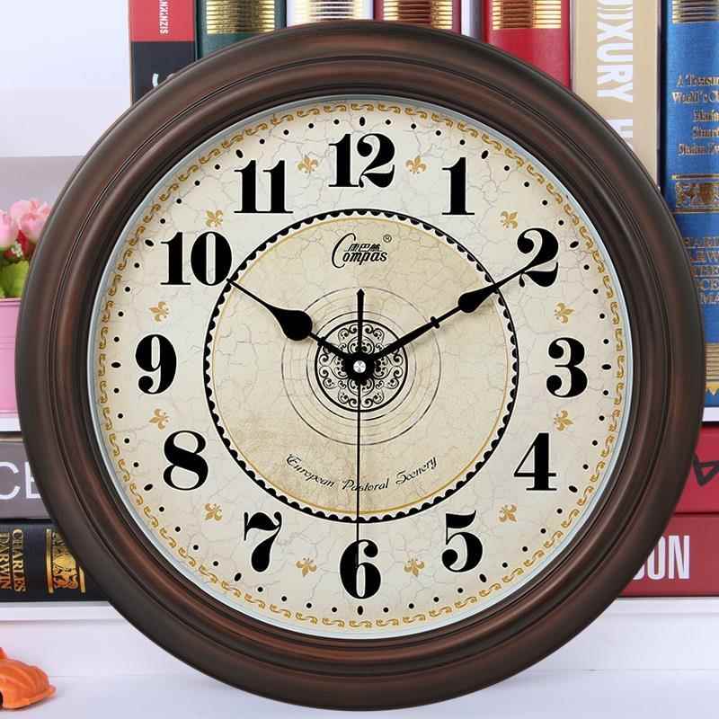 33cm Retro Wall Clock Household European Living Room Quartz Clock Silent Electronic Clock Classical Retro ABS Clock Quartz Watch