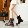 Large Size Short Boots for Women's Autumn and Winter New Belt Buckle Trousers Single Boots for Women's Thick Heel Leather Boots Short Short Boots for
