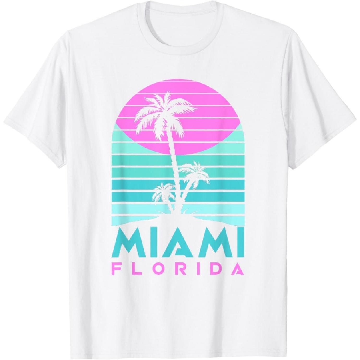 Майами Флорида Сувенир Винтажная 80-е Vaporwave South Beach Мужская Женская Детская Футболка XXXXXL белый