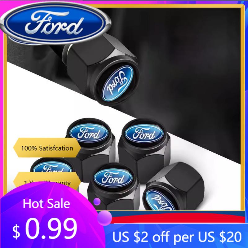 New 2026 Car Sticker For Ford 5pcs Tire Valve Caps Tyre Rim Stem Cover Airdust Waterproof For Ford Focus Fiesta EcoSport ESCORT