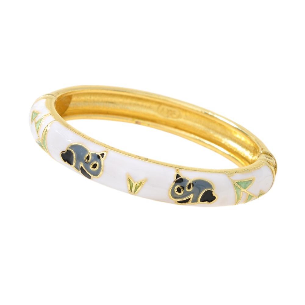

Cartoon Panda Panda Bamboo Bangle Colorful Children s Hand Bracelet Vintage Cloisonne Bangle Kids белый
