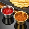 5PCS/Set Stainless Steel Mini Dipping Sauce Cup Kitchen Seasoning Dish Tomato Salad Dressing Container Saucer for Bar Restaurant