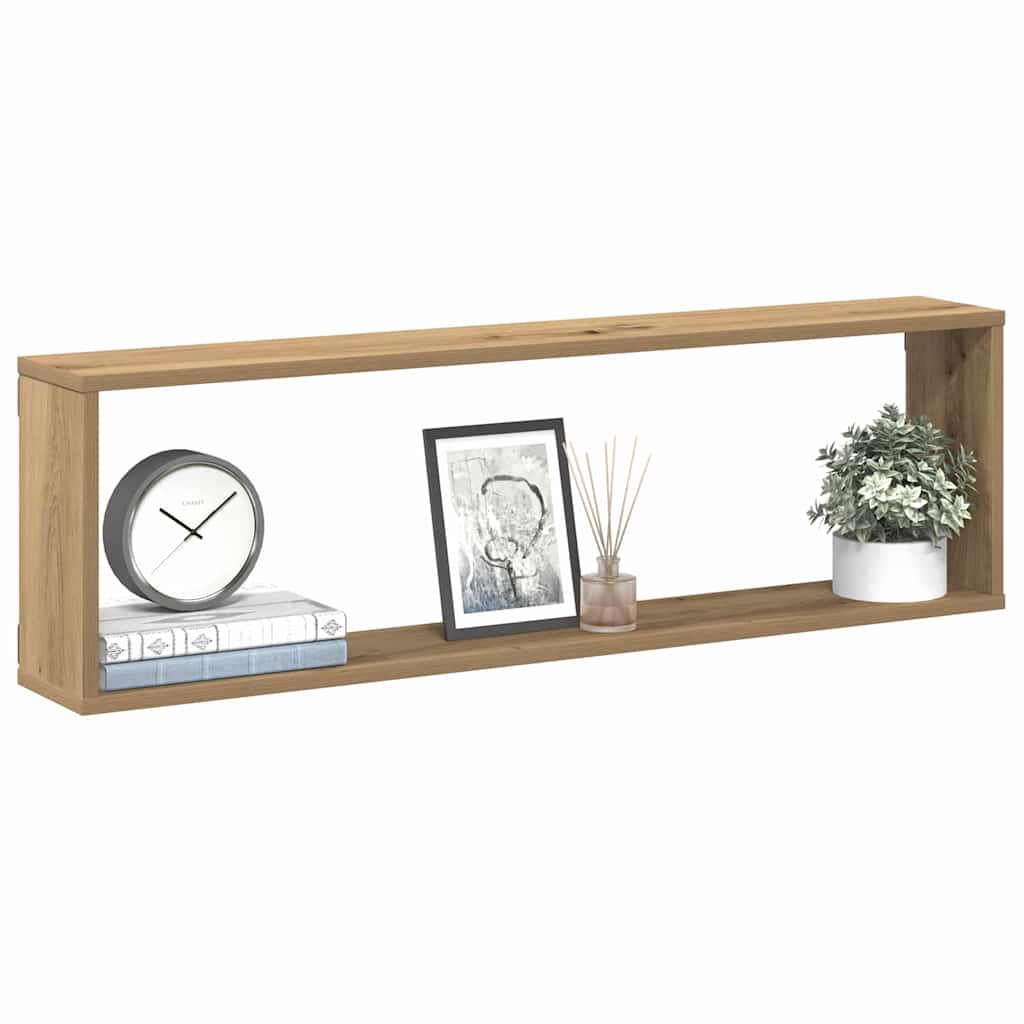 Cube Wall Shelves 2 pcs Artisan Oak Finish 100 x 15 x 30 cm Engineered Wood