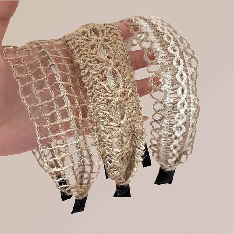 Böhmisches Strand-Webstirnband Damen Breitkrempig Handgewebter Haarreif Reise Urlaubs-Kopfschmuck-Accessoires