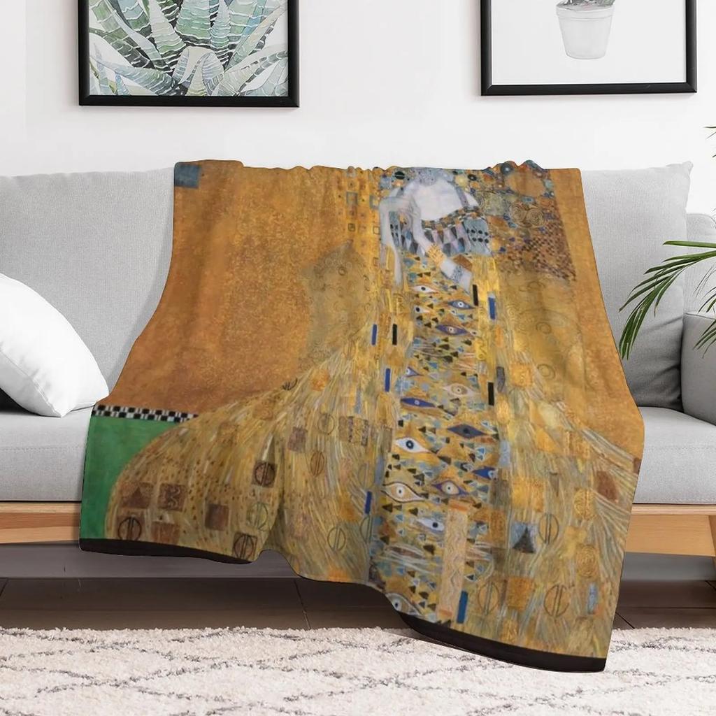 Gustav Klimts Lady In Gold Throw Blanket Fade Resistant Durable Throw Blanket